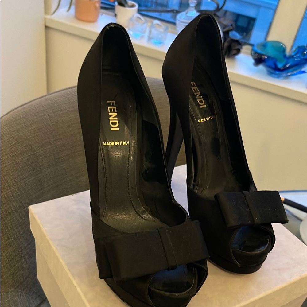 Fendi Black Peep Toe Heels